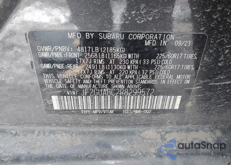 2024 Subaru Crosstrek from USA, damaged, VIN JF2GUABC2R8299572